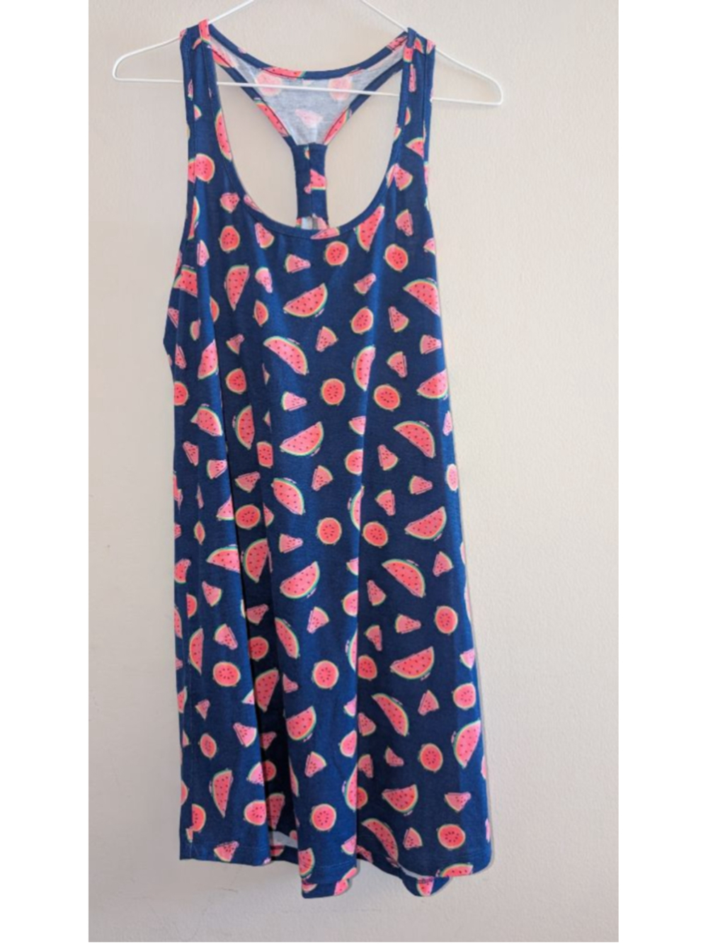 JOE BOXER Pajama Dress L Blue Pink Watermelon, Women's